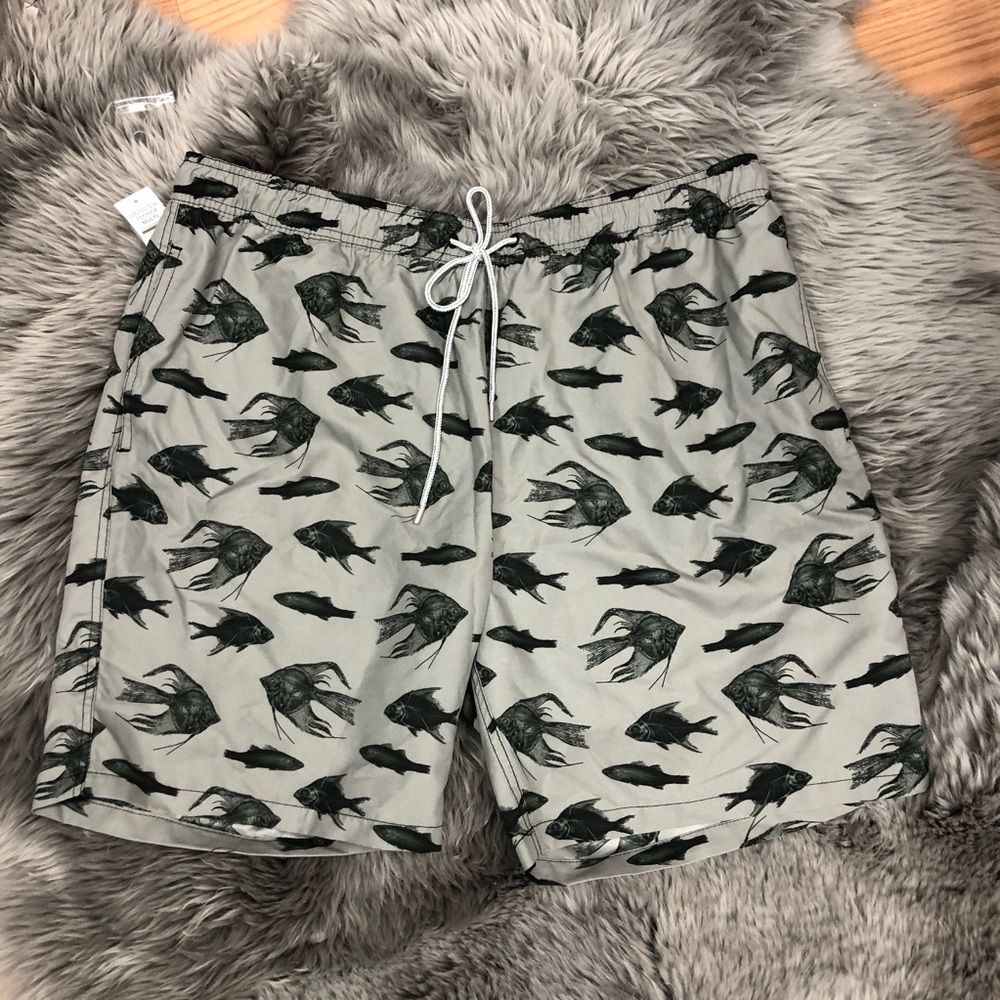 Kirkland | Men's Swim Shorts | Swim Trunks | Fish Themed | Various Sizes | Grey